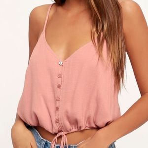 NWT Lulus Button-Up Cropped Tank Top Pink Size S